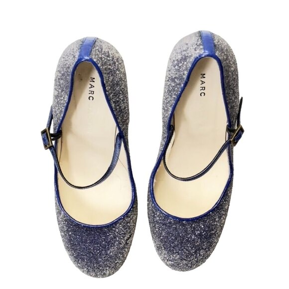 MARC JACOBS Sparkling Blue Mary Jane Patent Leather Stilettos Heels Size 8 - Picture 3 of 12